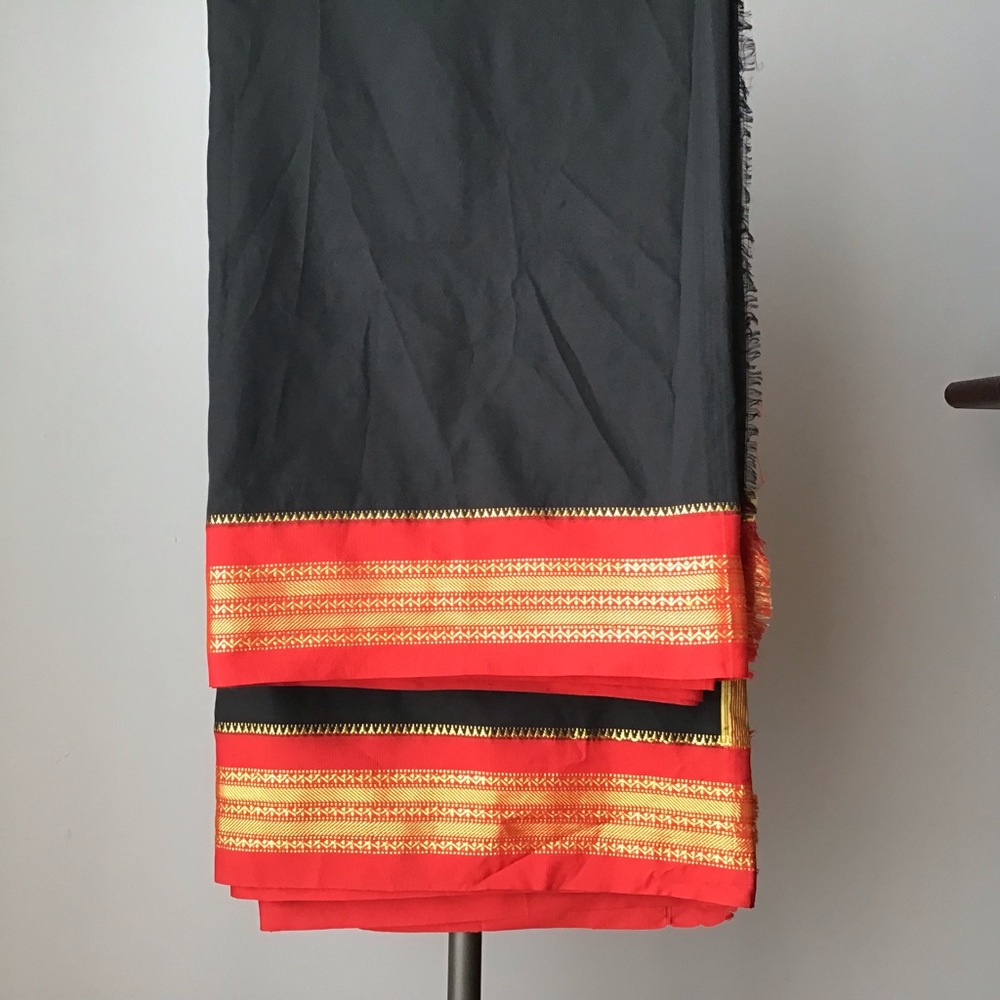 Black red and gold sari fabric 215”x45”